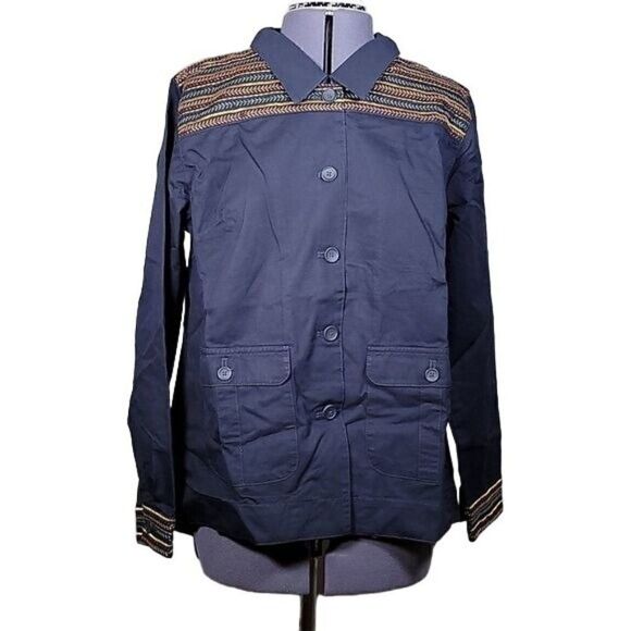 NWOT Denim & Co Twill Utility Jacket with Embroidery Sz M - Picture 1 of 14